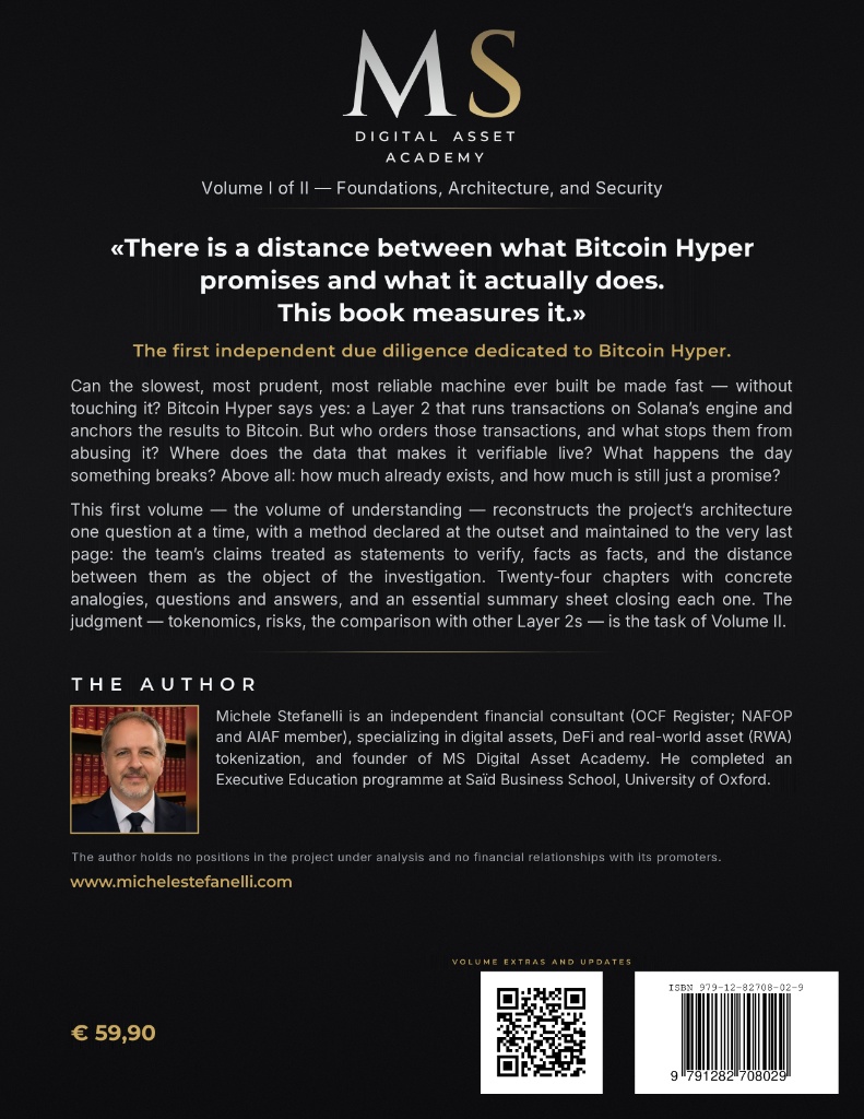 Achterzijde van « Due Diligence of a Layer 2 – The Bitcoin Hyper Case, Volume I » van Michele Stefanelli